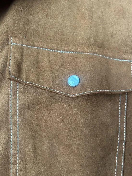 THML Brown Western faux Suede Dress medium cowgirl pearl snap - Picture 11 of 12